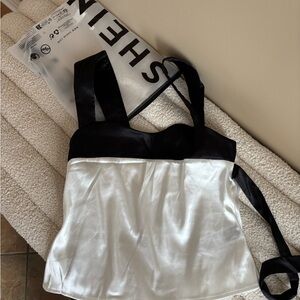 Black and White Satin Top